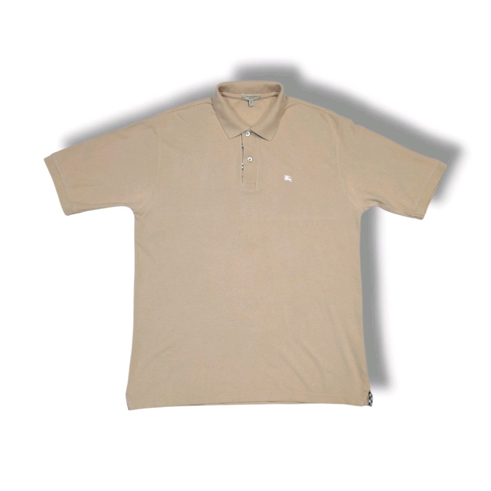 Burberry London Polo Shirt Men's M Beige Nova Check Made In Great Britain